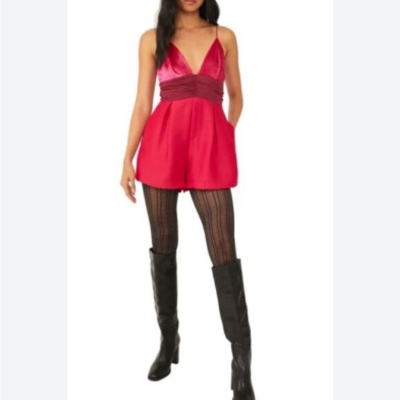 Free People Sylkie Vibrant Pink Romper - Picture 3 of 8